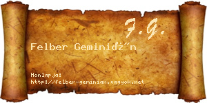 Felber Geminián névjegykártya